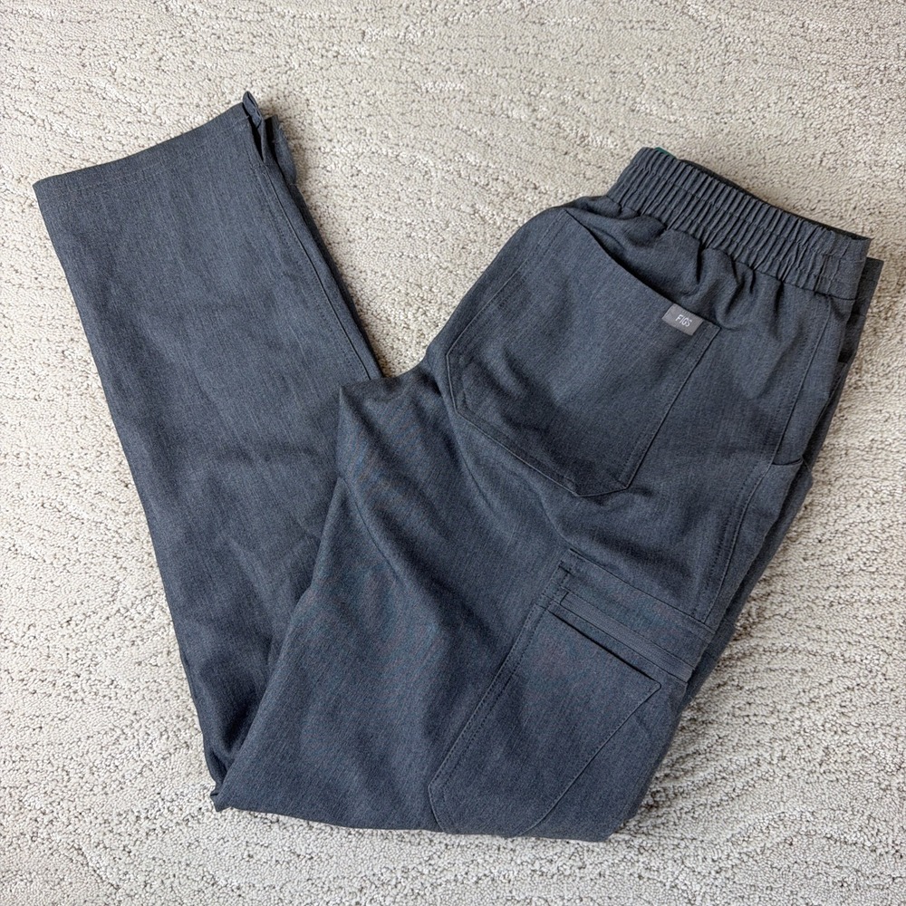 Women's FIGS XS Yola Skinny Scrub Pants Cargo Pocket Graphite Grey